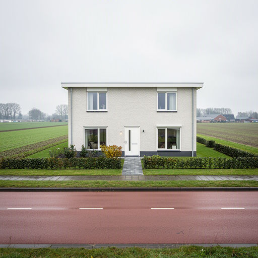 Moderne nieuwbouwwoning in een woonwijk in Hendrik-Ido-Ambacht met witte kunststof kozijnen