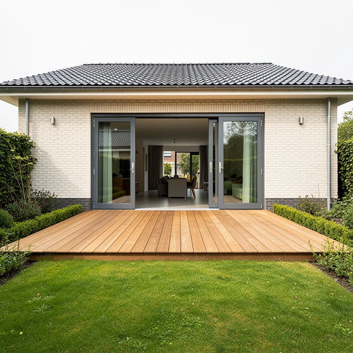 Kunststof schuifpui aan de achtergevel van een woning in Hendrik-Ido-Ambacht