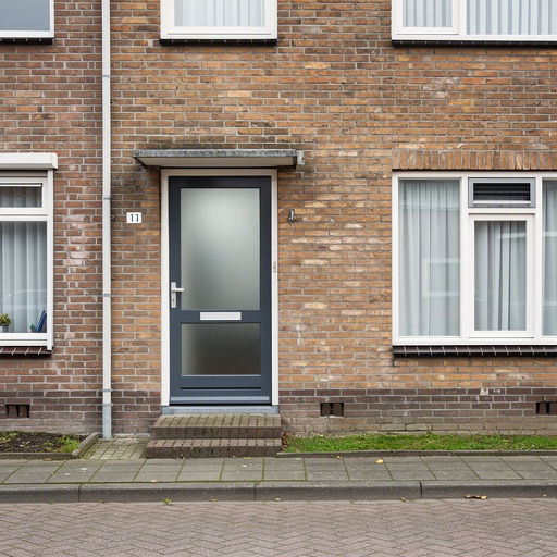 Kunststof voordeur aan de voorgevel van een woning in Hendrik-Ido-Ambacht