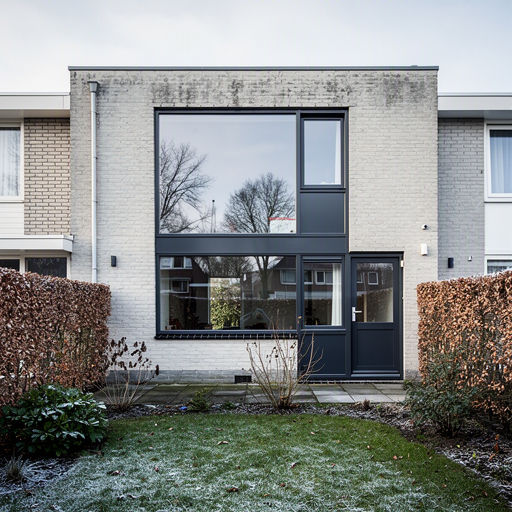 Antraciet kunststof kozijnen aan een gerenoveerd jaren 30-huis