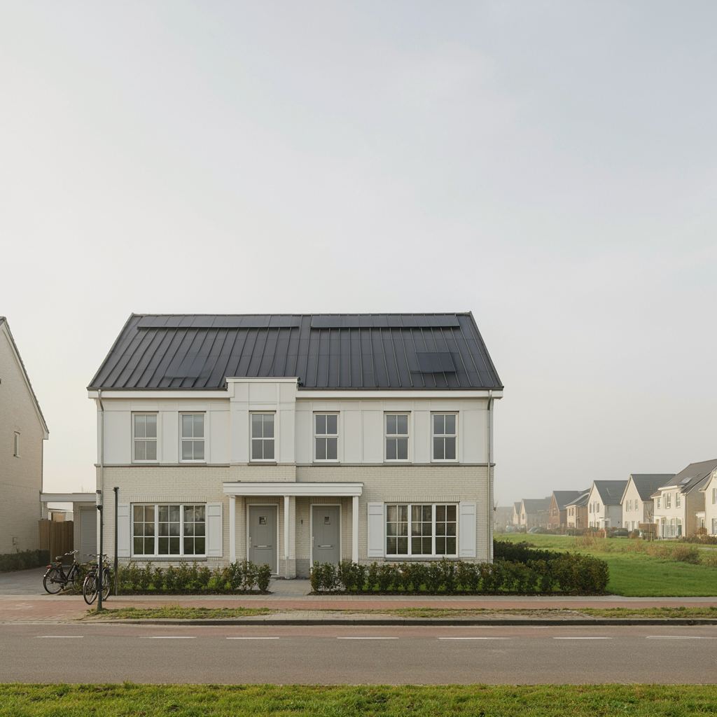 Luxe nieuwbouwwoning met witte kunststof kozijnen in de buurt van de rivier bij Sliedrecht