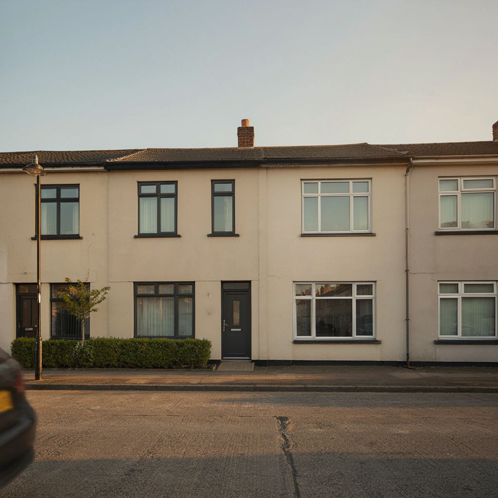 Kenmerkende jaren-70 rijtjeswoning in 's-Gravendeel, gerenoveerd met moderne, onderhoudsarme antraciete kunststof kozijnen