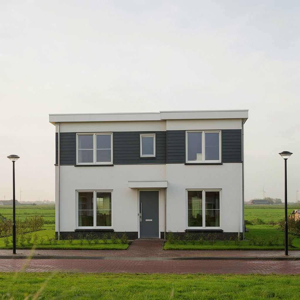 Moderne vrijstaande woning in Numansdorp met strakke kunststof kozijnen in antraciet